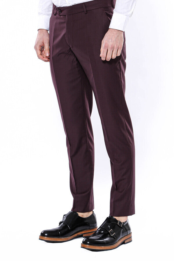 Pantalones lisos burdeos para hombre - Wessi