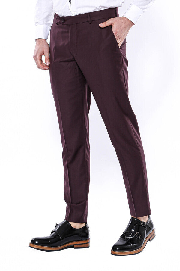 Pantalones lisos burdeos para hombre - Wessi