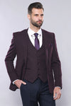 Plain Burgundy Vest Blazer Set | Wessi