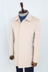 Plain Hidden Button Beige Men Coat - Wessi