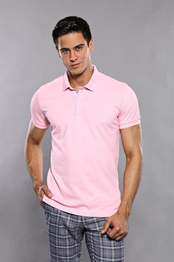 Camiseta polo lisa color rosa - Wessi