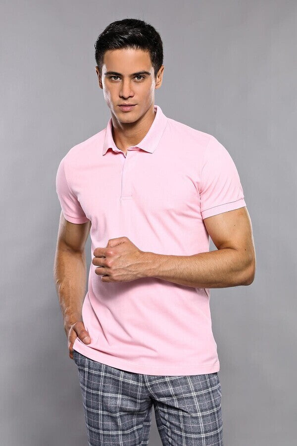 Camiseta polo lisa color rosa - Wessi