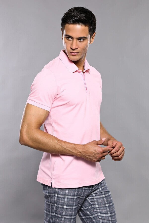 Camiseta polo lisa color rosa - Wessi