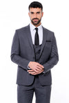 Plain Slim Fit Anthracite Men Suit - Wessi