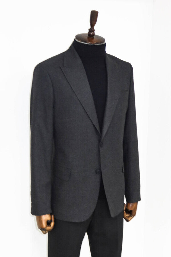 Plain Slim Fit Sport Anthracite Men Blazer - Wessi