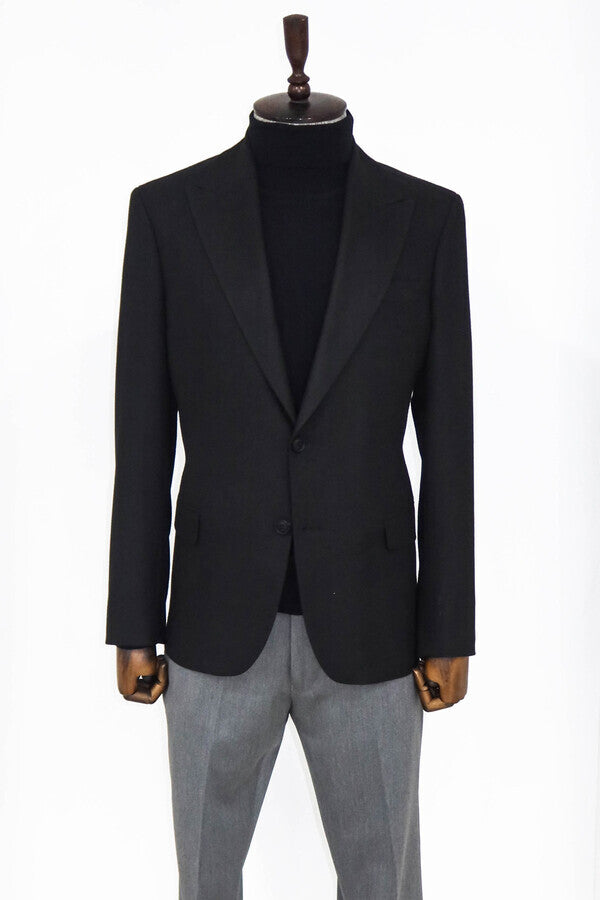 Blazer deportivo negro liso y ajustado para hombre - Wessi