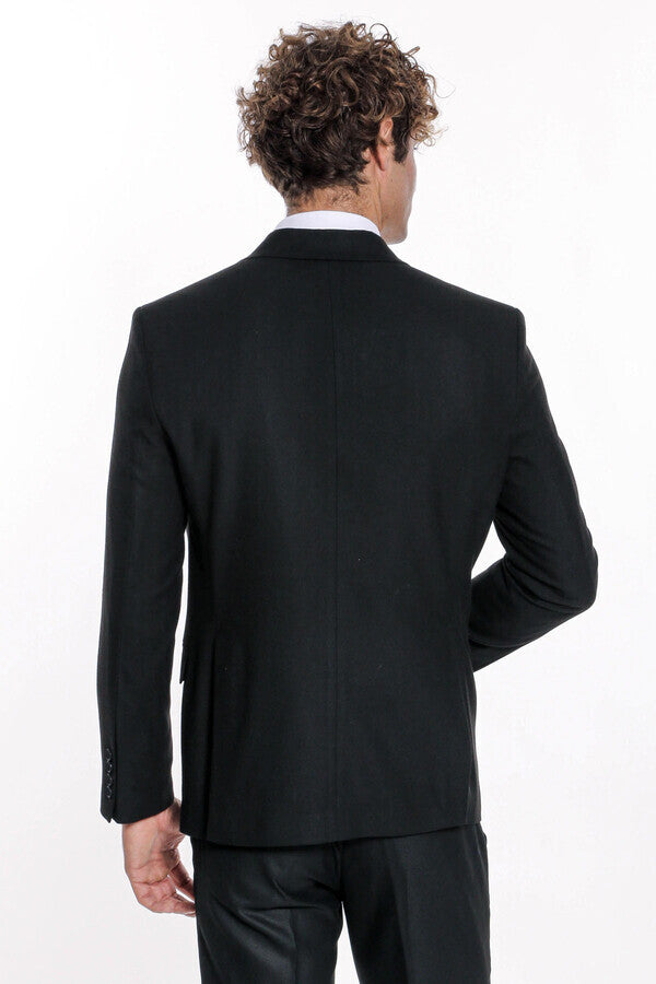 Blazer deportivo negro liso y ajustado para hombre - Wessi