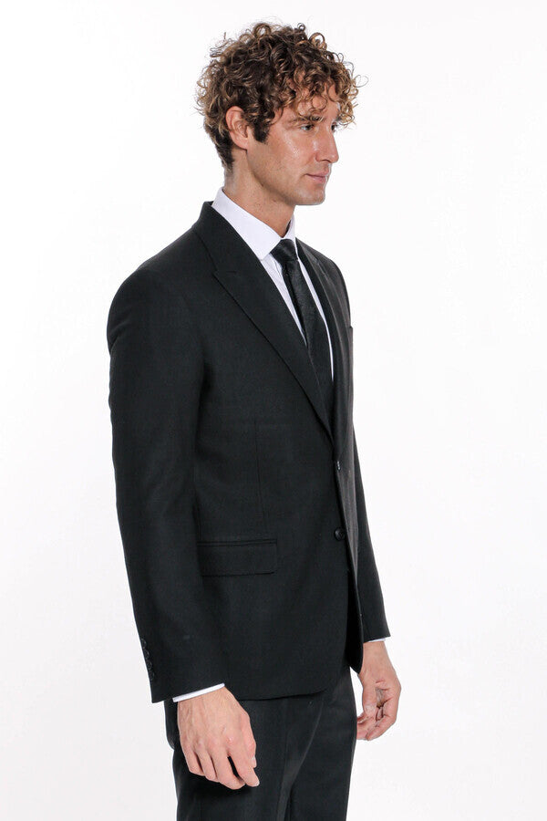 Plain Slim Fit Sport Black Men Blazer - Wessi