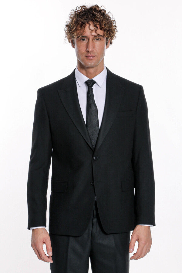 Blazer deportivo negro liso y ajustado para hombre - Wessi