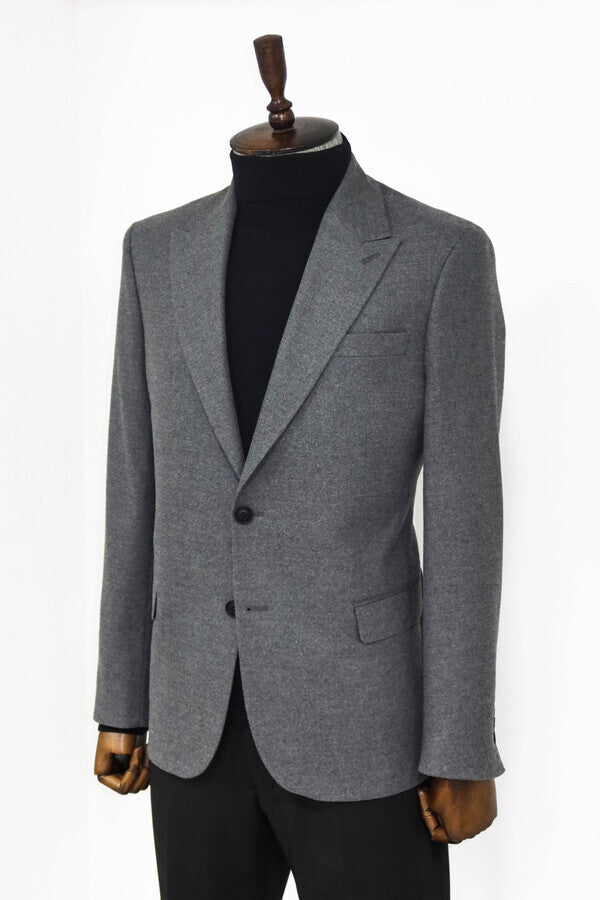 Plain Slim Fit Sport Grey Men Blazer - Wessi