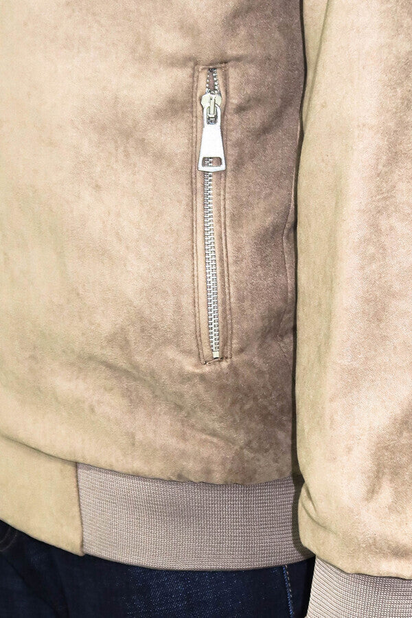 Cazadora bomber color crema con bolsillos y cremallera para hombre - Wessi