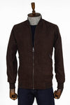 Plain Zippered Pockets Brown Men Bomber Coat - Wessi