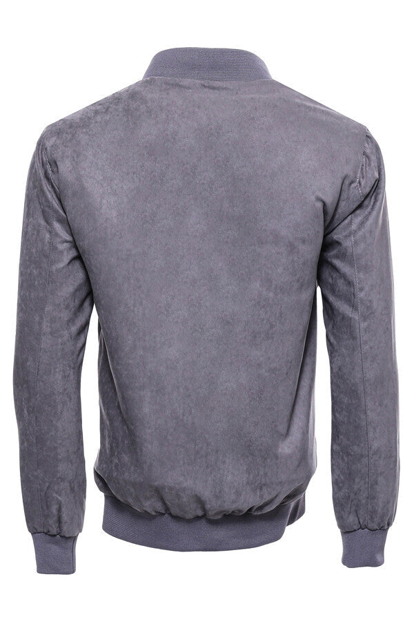 Cazadora bomber gris con bolsillos y cremallera para hombre - Wessi