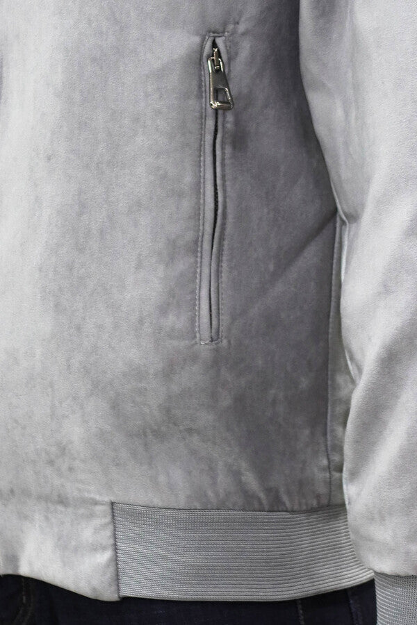 Cazadora bomber gris con bolsillos y cremallera para hombre - Wessi