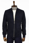 Plain Zippered Pockets Navy Blue Men Bomber Coat - Wessi