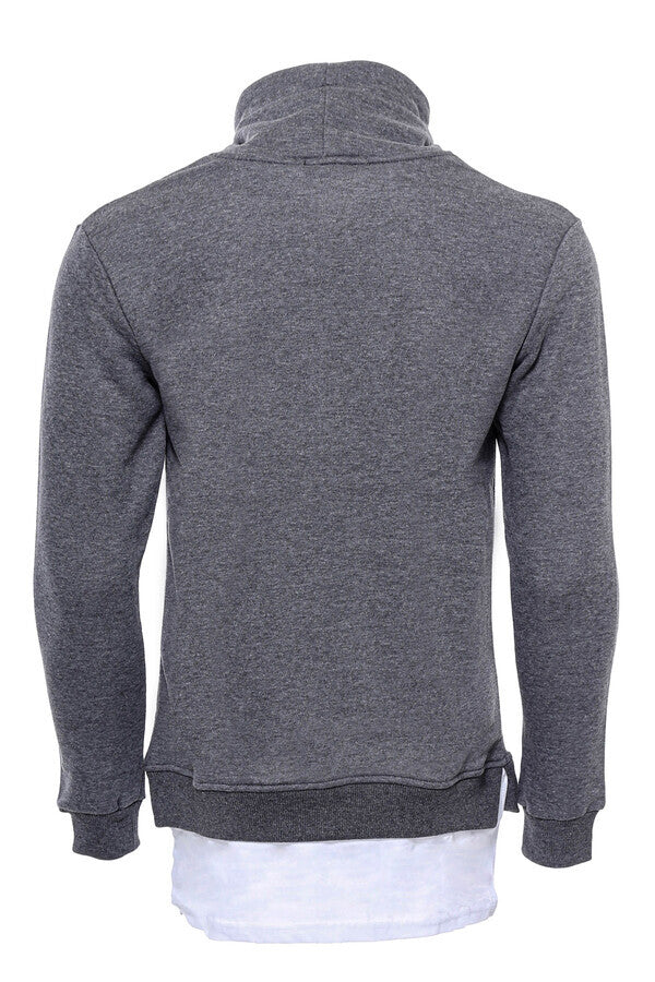 Sudadera con cuello en punta y detalle de color gris oscuro para hombre - Wessi