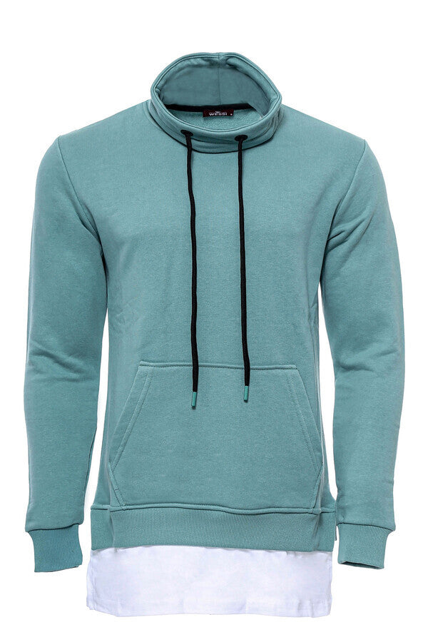 Sudadera con cuello en punta y detalle verde para hombre - Wessi