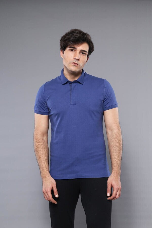 Polo Plain Indigo Blue Men T-Shirt - Wessi