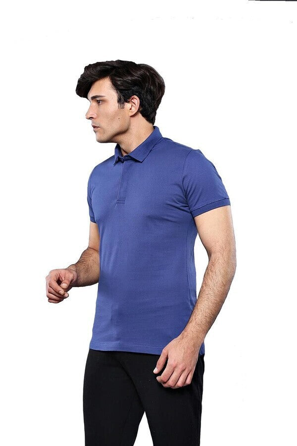 Polo Plain Indigo Blue Men T-Shirt - Wessi