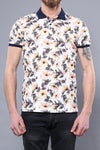 Camiseta naranja con estampado floral y cuello alto - Wessi