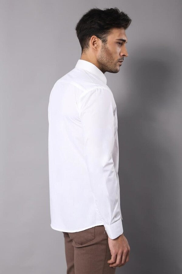 Poly Cotton Slim Fit Cream Shirt - Wessi