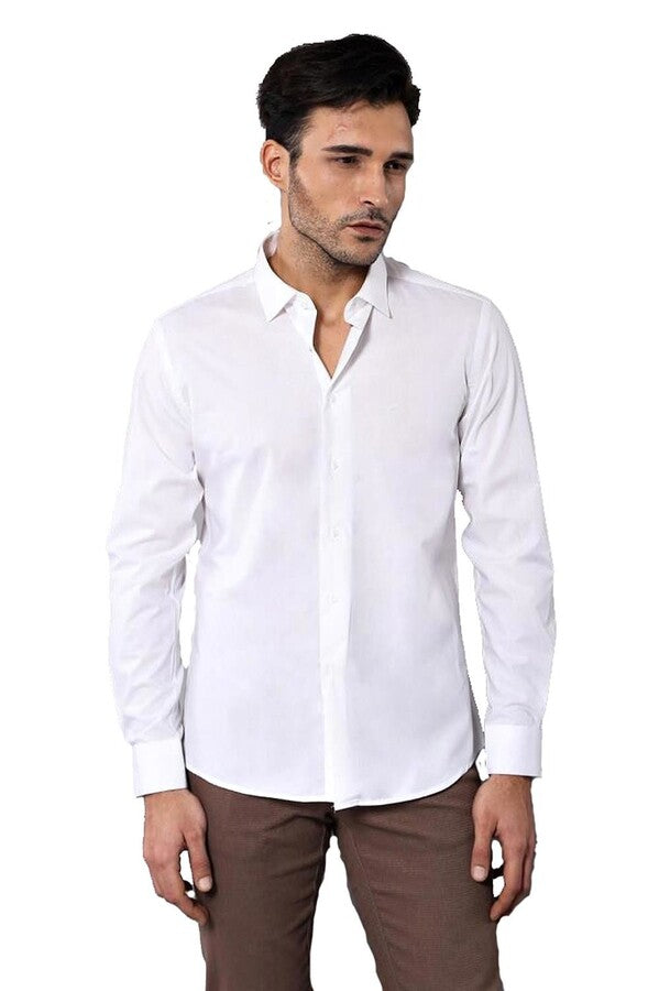 Poly Cotton Slim Fit Cream Shirt - Wessi