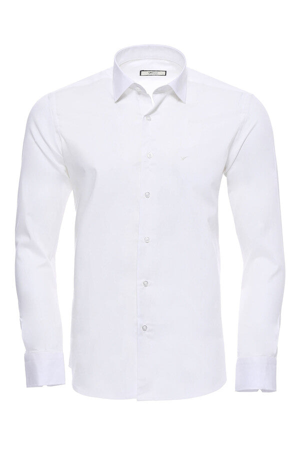 Poly Cotton Slim Fit Cream Shirt - Wessi