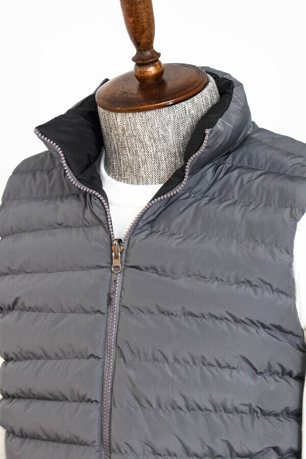 Reversible Puffer Grey Men's Down Vest - Wessi