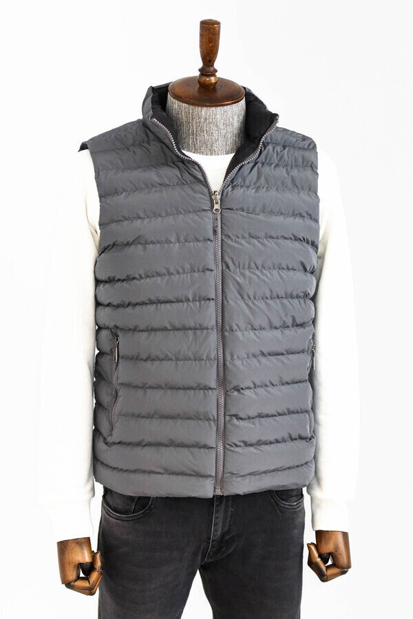 Reversible Puffer Grey Men's Down Vest - Wessi