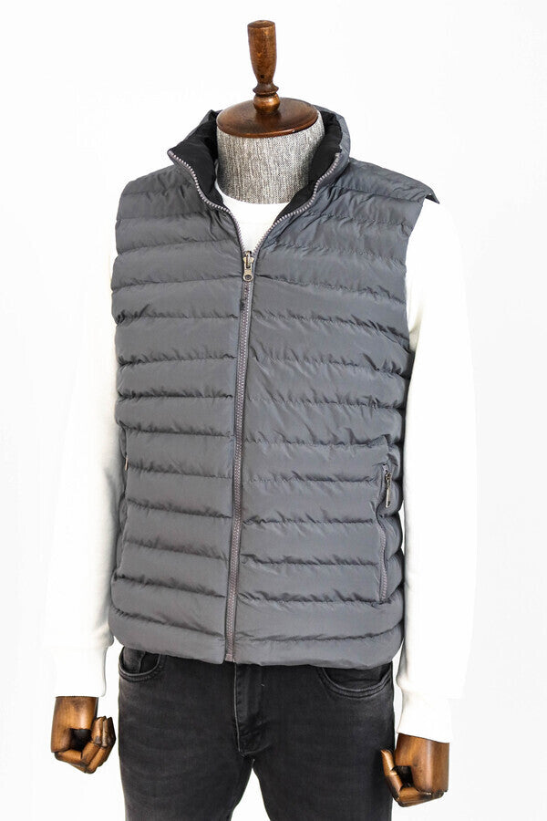 Reversible Puffer Grey Men's Down Vest - Wessi