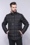 Quilted Black Men Winter Coat - Wessi