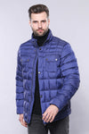 Quilted Blue Men Winter Coat - Wessi