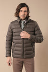 Quilted Standing Collar 2 Pockets Short Khaki Men Down Coat - Wessi