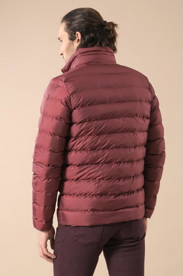 Quilted Standing Collar 2 Pockets Short Men Down Coat - Wessi