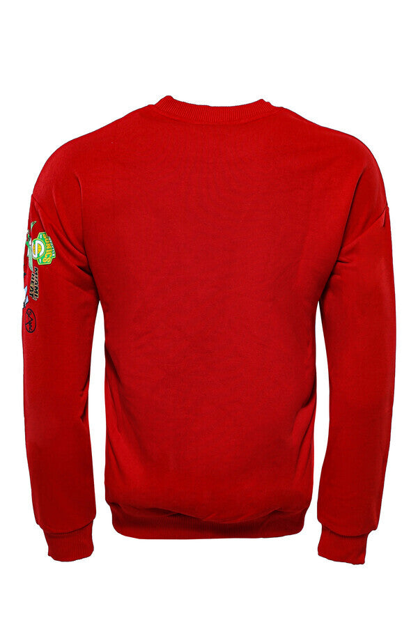 Sudadera roja con cuello redondo y estampado - Wessi