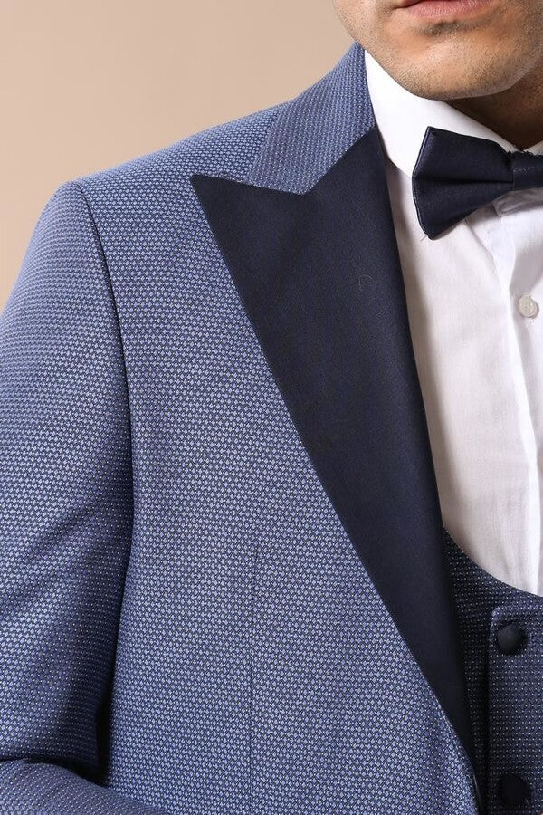 Removable Peak Lapel Blue Tuxedo | Wessi