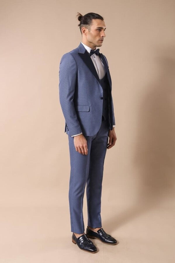 Removable Peak Lapel Blue Tuxedo | Wessi