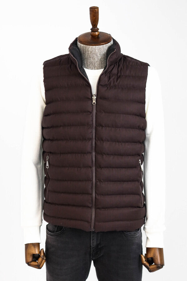 Reversible Puffer Brown Men Down Vest - Wessi