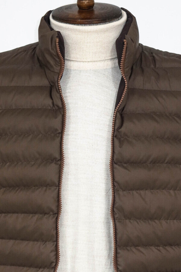 Reversible Puffer Brown Men Down Vest - Wessi