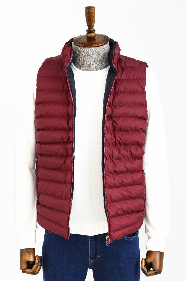 Reversible Puffer Burgundy Men Down Vest - Wessi