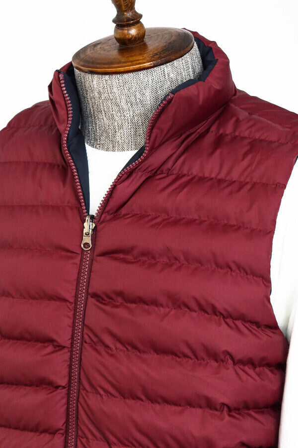 Reversible Puffer Burgundy Men Down Vest - Wessi