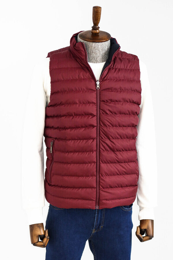 Reversible Puffer Burgundy Men Down Vest - Wessi