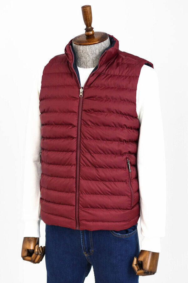 Reversible Puffer Burgundy Men Down Vest - Wessi