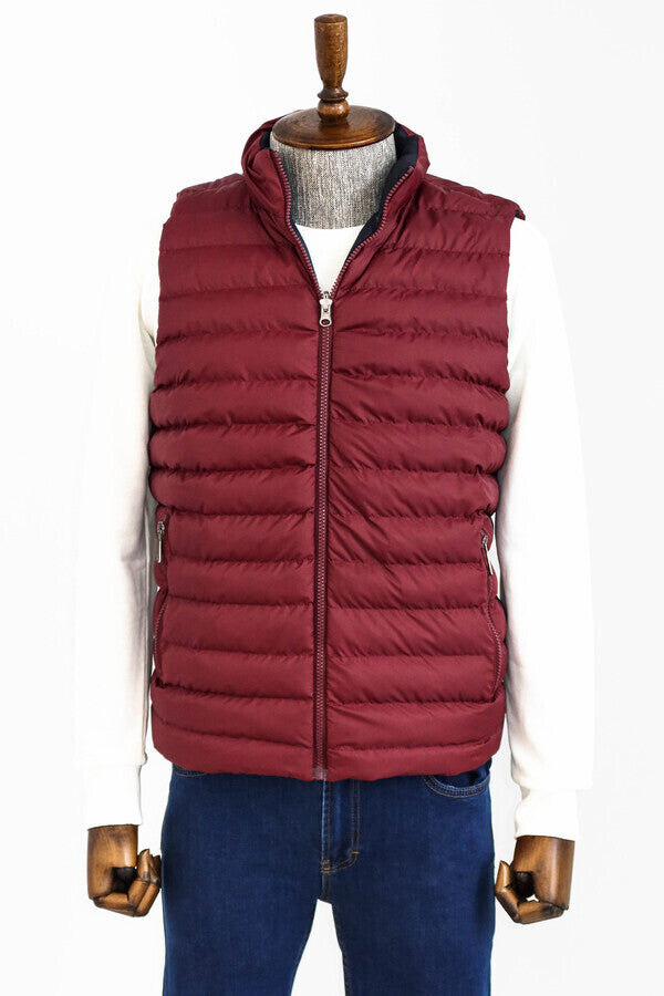 Reversible Puffer Burgundy Men Down Vest - Wessi