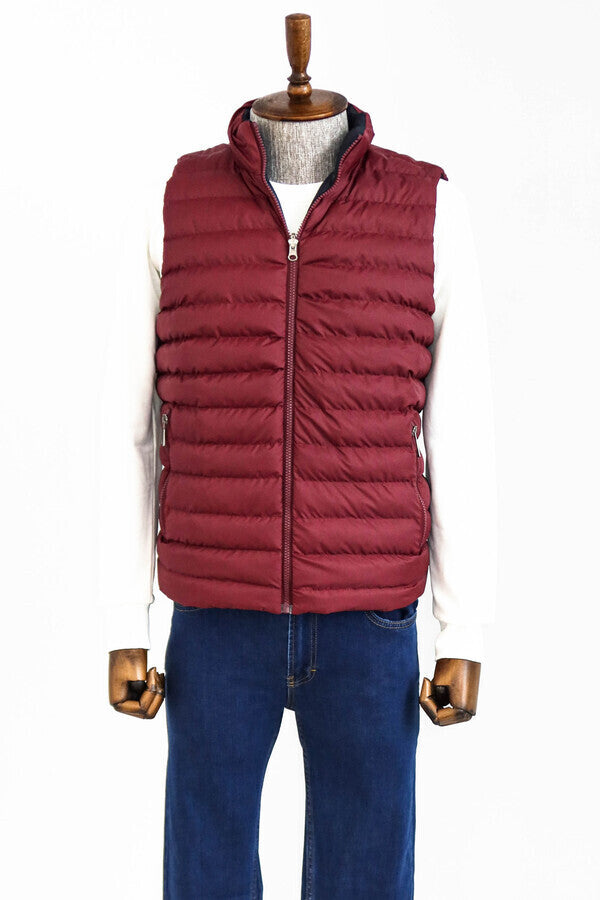 Reversible Puffer Burgundy Men Down Vest - Wessi