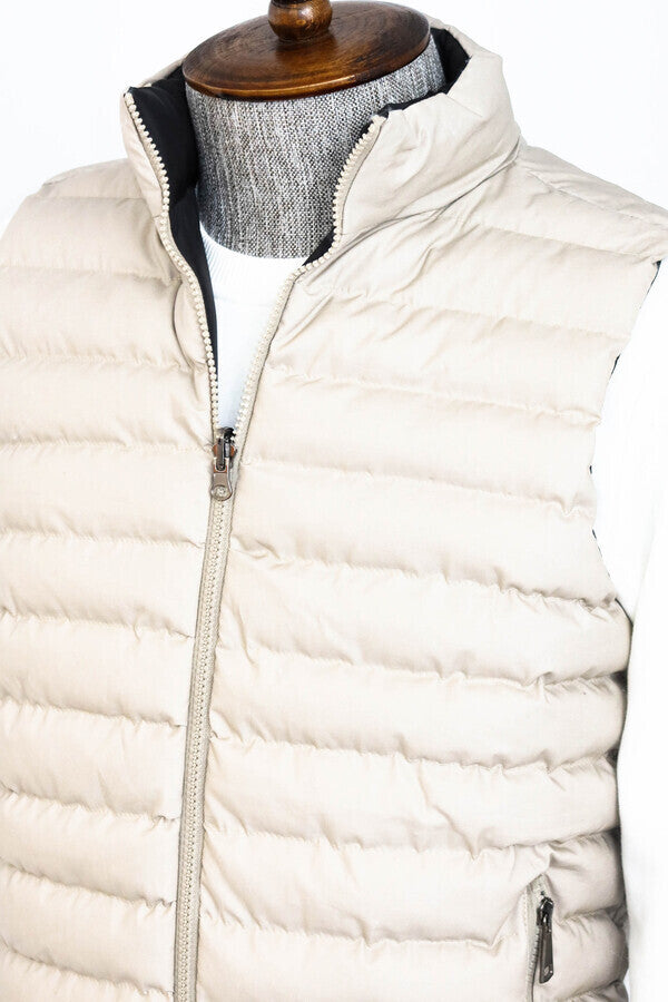 Reversible Puffer Cream Men Down Vest - Wessi