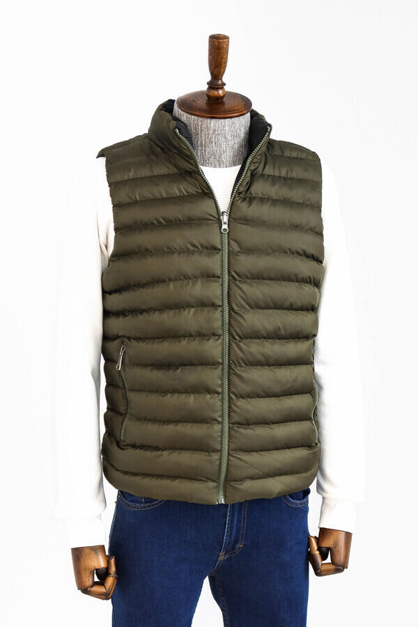 Reversible Puffer Green Men Down Vest - Wessi