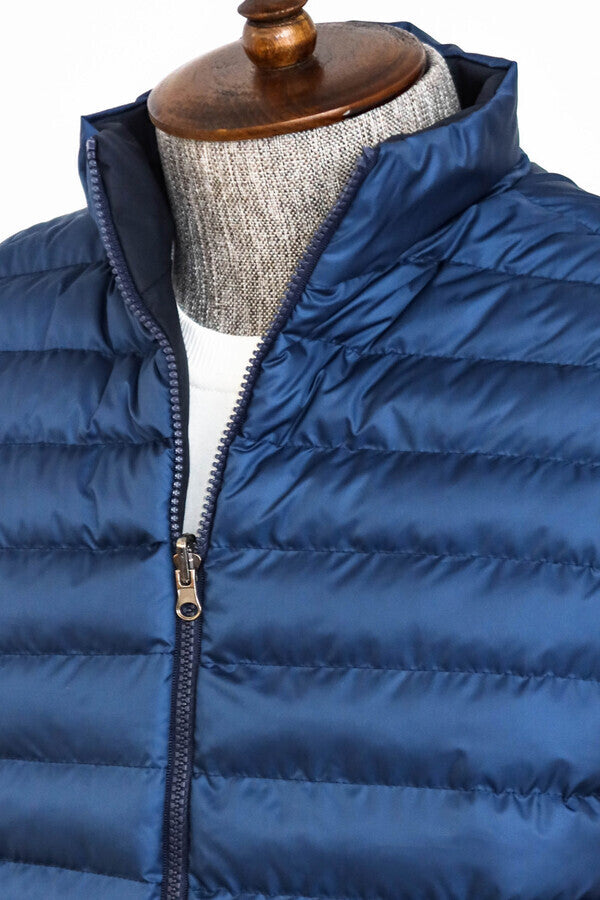 Chaleco de plumón azul con cuello alto y acolchado reversible para hombre - Wessi