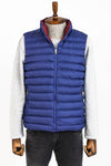 Reversible Quilted Standing Collar Indigo Blue Men Down Vest - Wessi