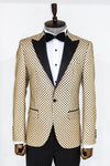 Sequin Dot Patterned Cream Men Prom Blazer - Wessi